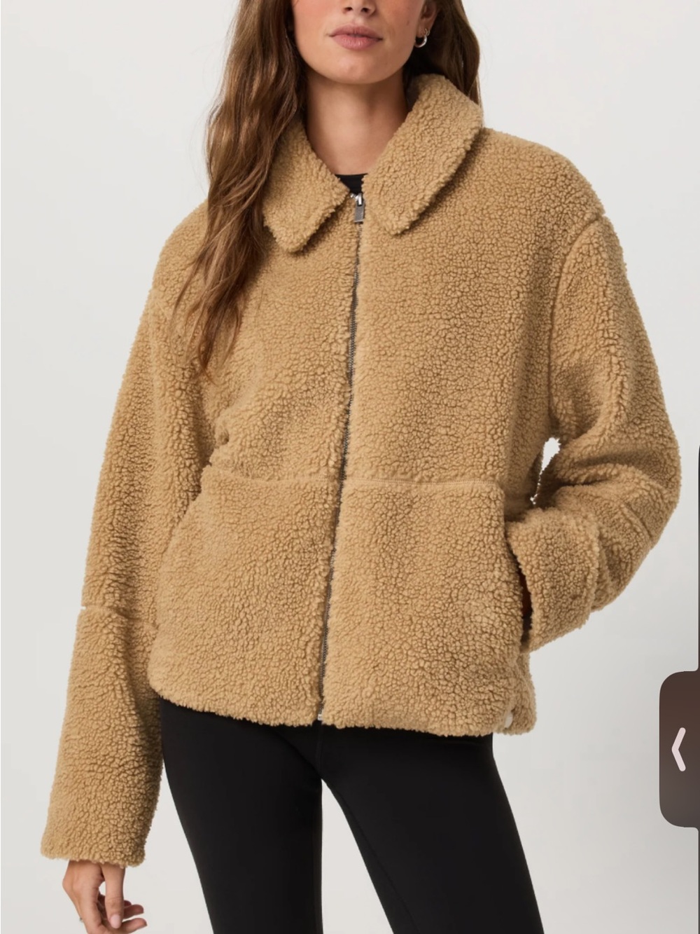 Vuori Lou Full Zip Teddy Sherpa Zip Jacket - Camel